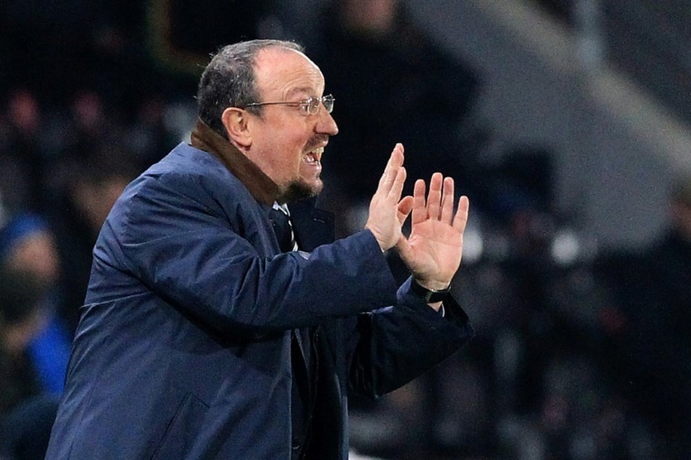 Newcastle Uniteds Spanish manager Rafael Benitez shouts instructions to his players from the touchline