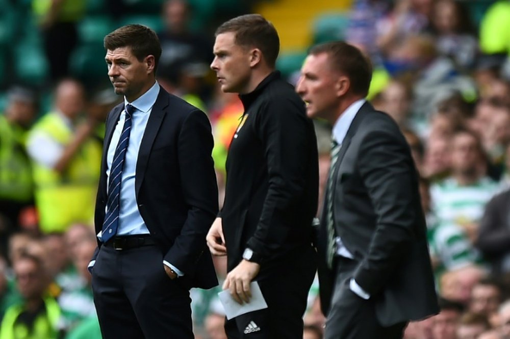 Steven Gerrard has encouraged his Rangers side to bounce back from defeat to Celtic. AFP