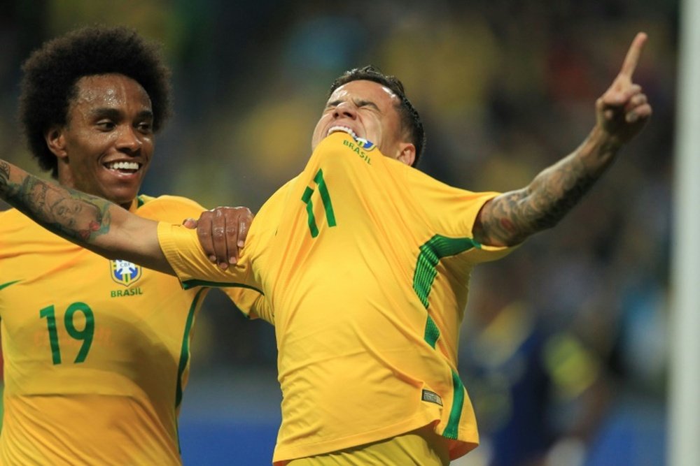 El jugador brasileño, emocionando tras su tanto ante Ecuador. AFP