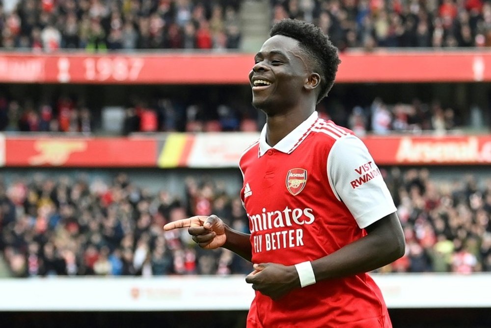 Saka scored the second goal for the Gunners in the 43rd minute. AFP