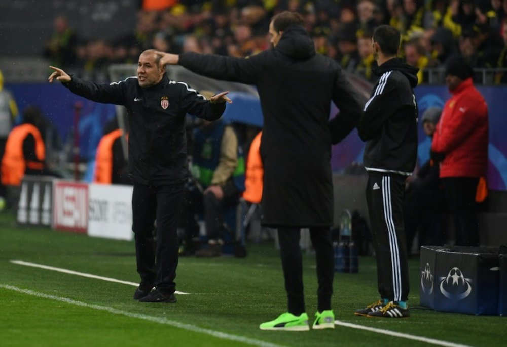Monacos head coach Leonardo Jardim (L) and Dortmunds Thomas Tuchel. AFP