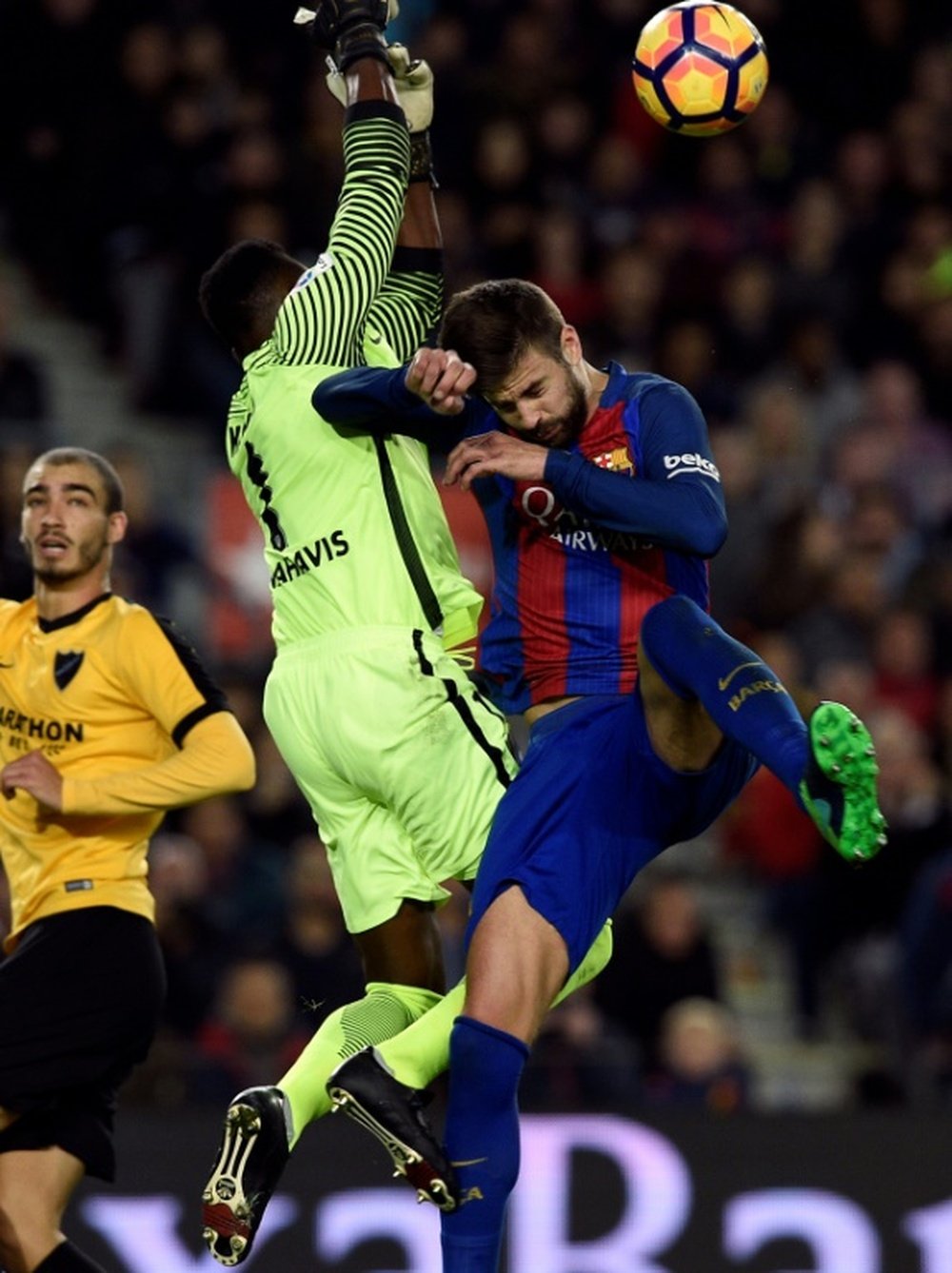 Kameni (C) produced a man-of-the-match display to hold Barca. AFP