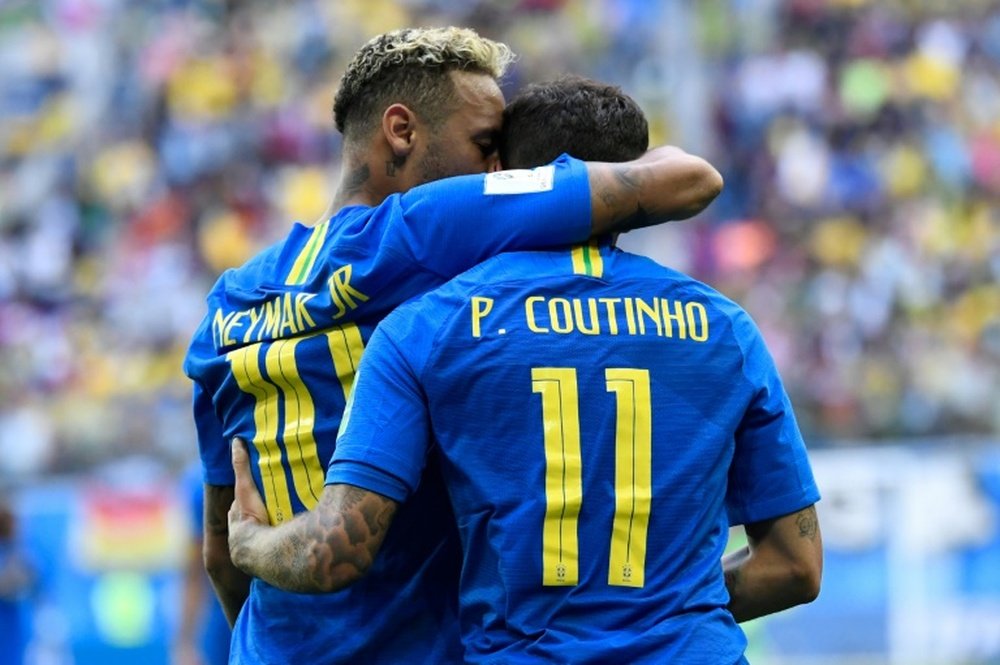 Neymar and Coutinho pictured at the World Cup. GOAL