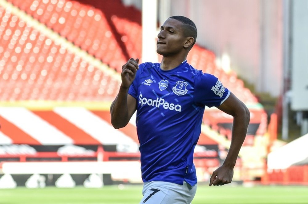 Everton striker Richarlison made a dangerous tackle against Thiago. AFP