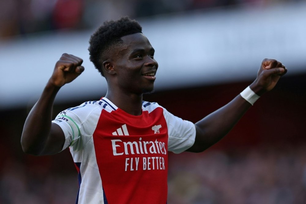 Arsenal's Bukayo Saka lauded the team's exceptional display. AFP