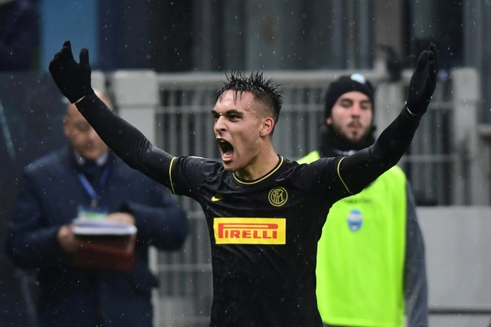 Lautaro Martinez has agreed to join Barcelona. AFP