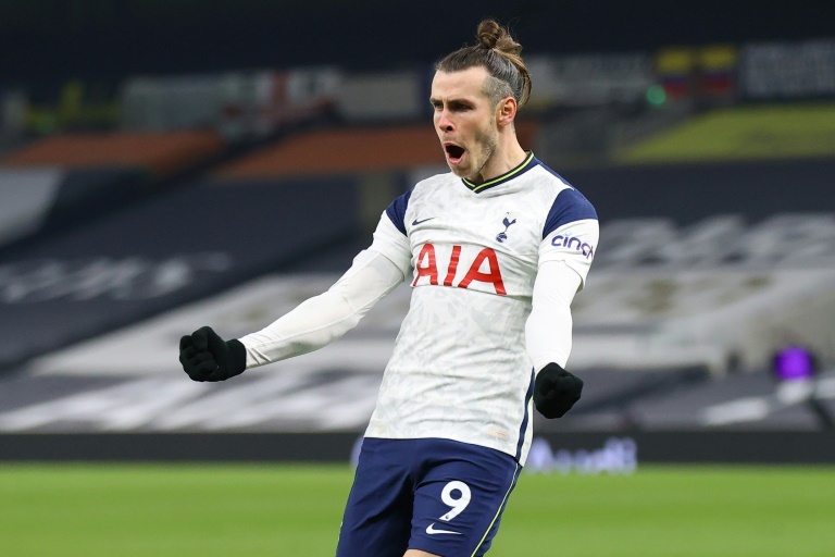 Bale, celebrando un gol con el Tottenham