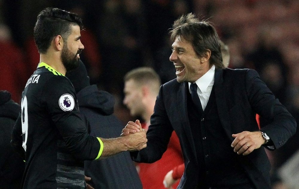 Antonio Conte et Diego Costa. AFP