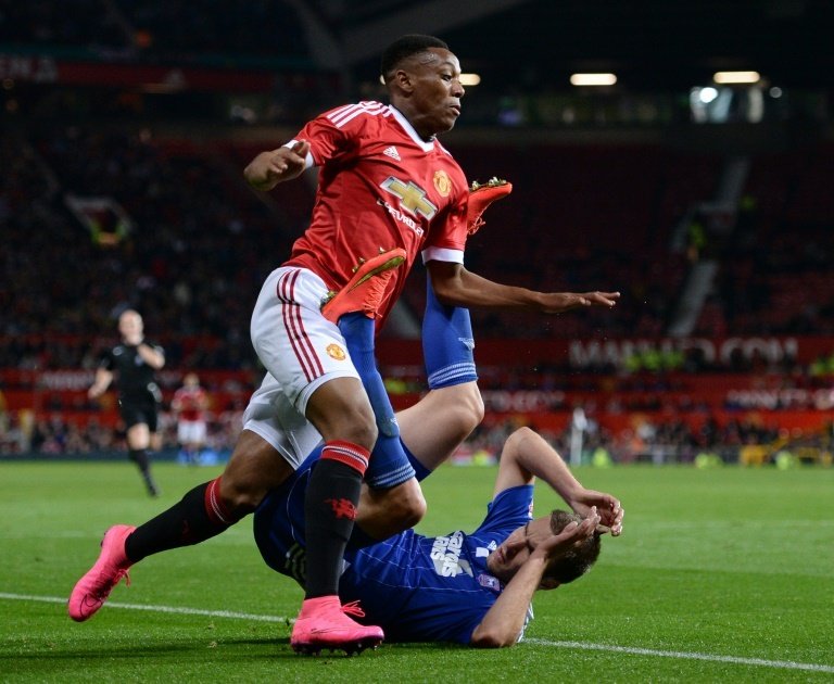 The impact of striker Anthony Martial (L), a Â£36m signing from Monaco in August who has scored four goals on his first four appearances, has epitomised Manchester Unitedâs progress