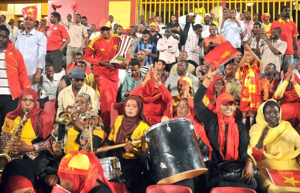 Sudans al-Merrikh club fans gather to watch their team play in the Sudanese capital Khartoum, on November 10, 2012