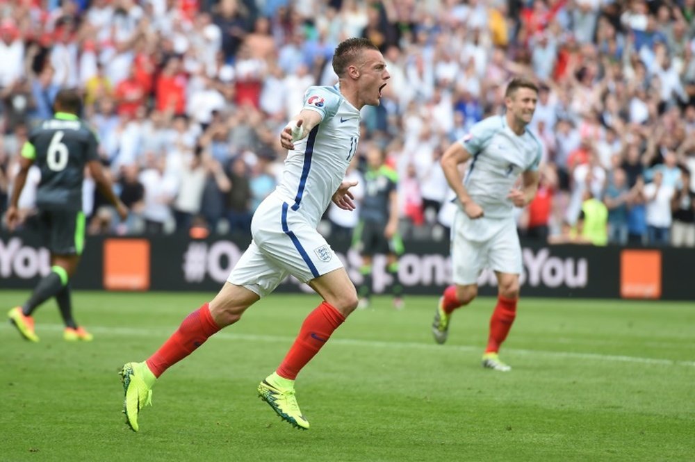 With Harry Kane out injured, Jamie Vardy is likely to lead the line for England. AFP