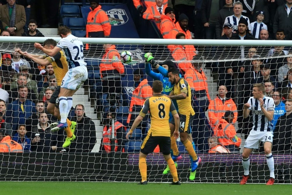 Dawson, du WBA, après avoir ouvert le score dans le match de Premier League contre Arsenal. AFP