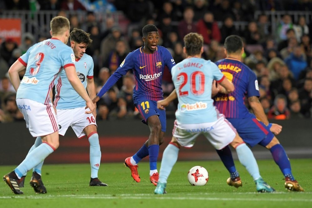 Dembélé cuajó buenos minutos en el Camp Nou. AFP
