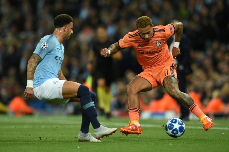 Depay was part of the Lyon side to beat Man City. AFP