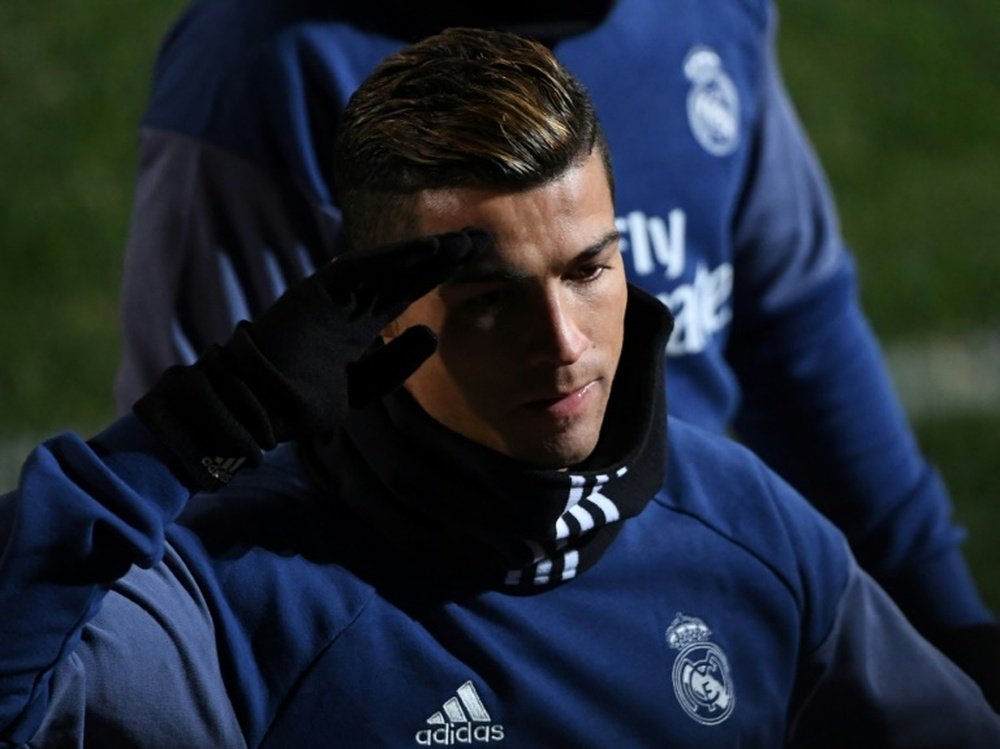 Real Madrid forward Cristiano Ronaldo takes part in a training session in Yokohama. AFP