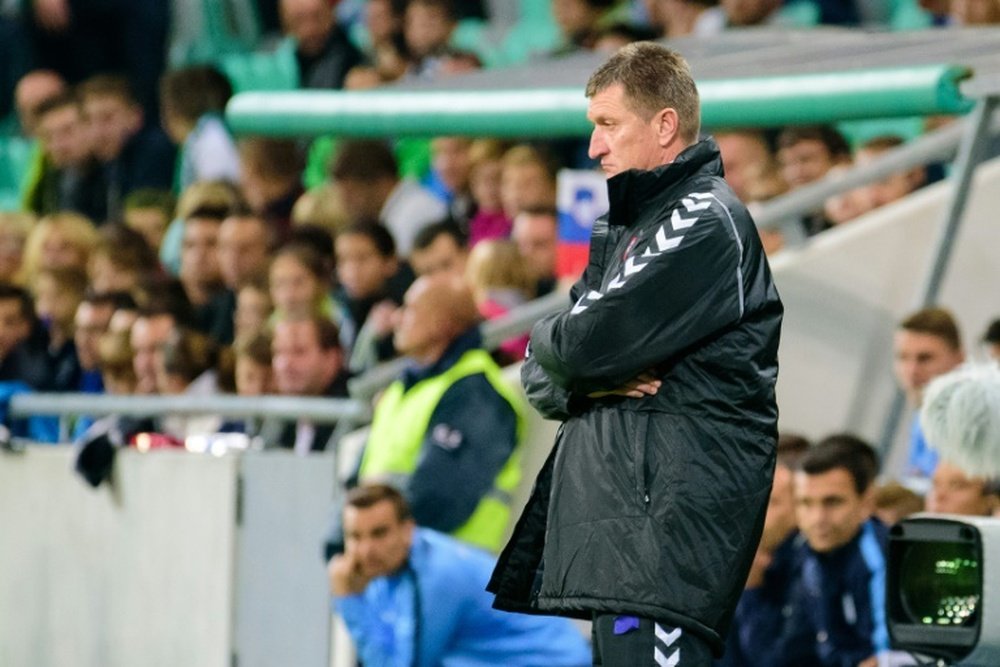 Lithuanias head coach Igoris Pankratjevas, pictured on October 9, 2015, quit during a post-match press conference