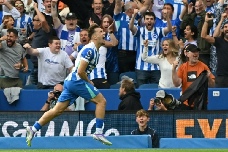 Brighton's Brajan Gruda scored against Manchester City on Sunday. AFP