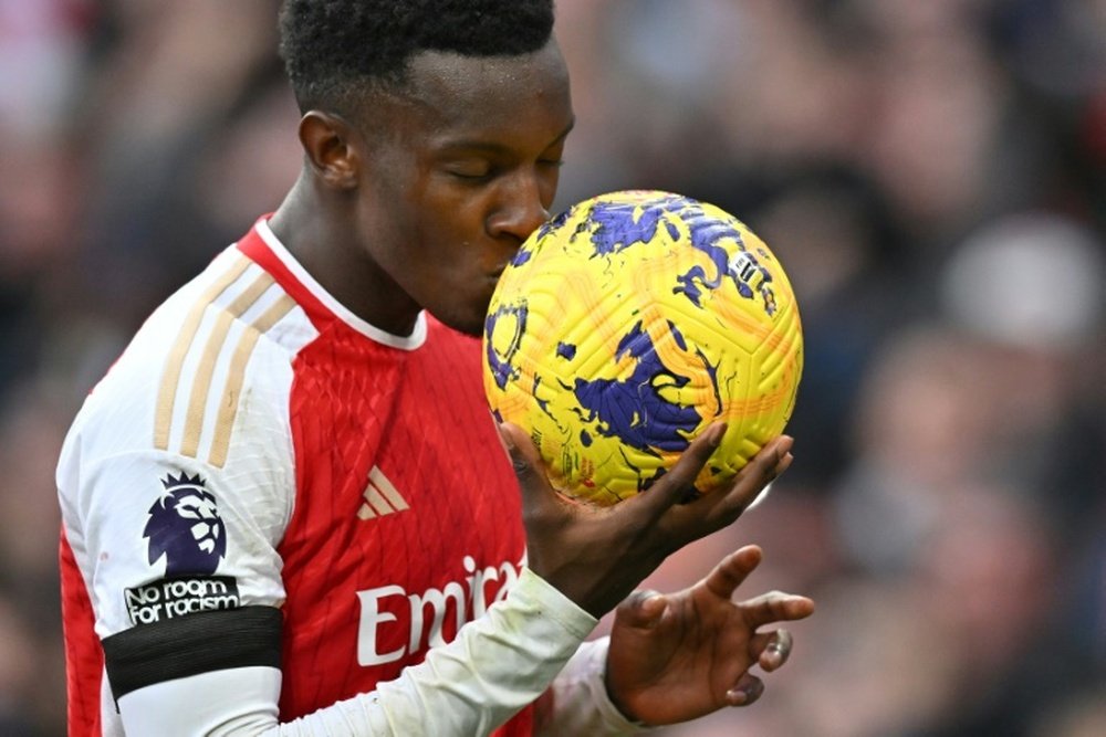 Nketiah scored a hat-trick for Arsenal against Sheffield United. AFP