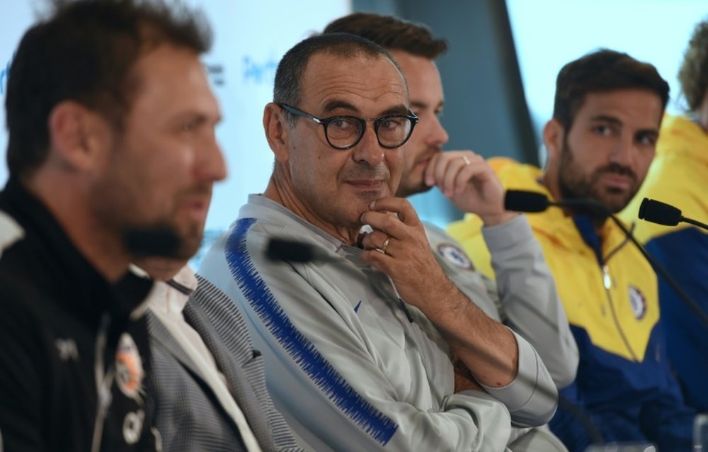 La première fois de Sarri sur le banc de Chelsea. AFP