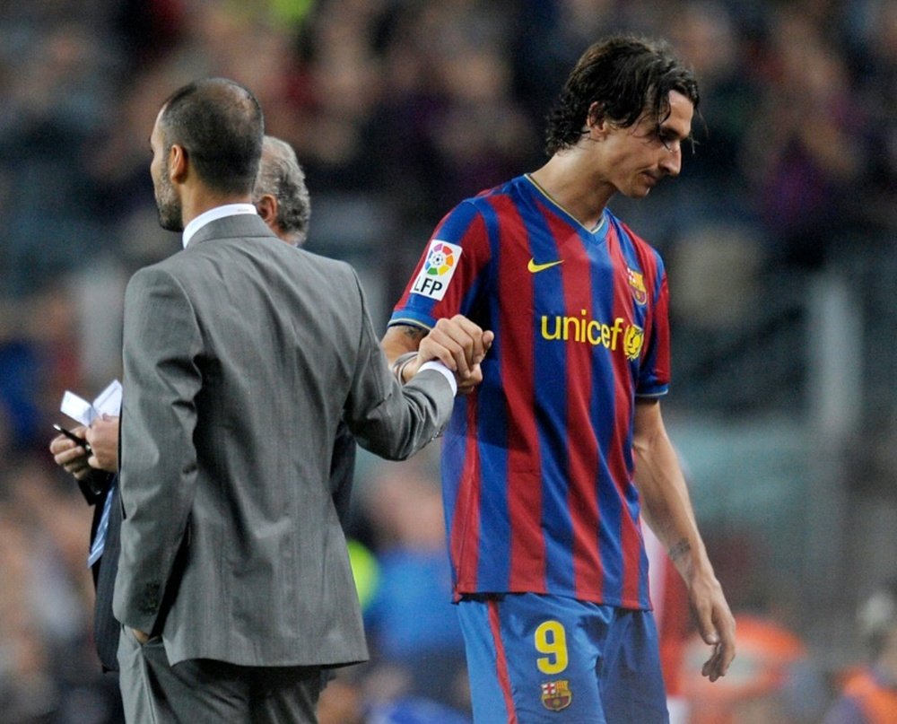 Zlatan Ibrahimovic was signed by Guardiola, but he never made it at the Camp Nou. AFP