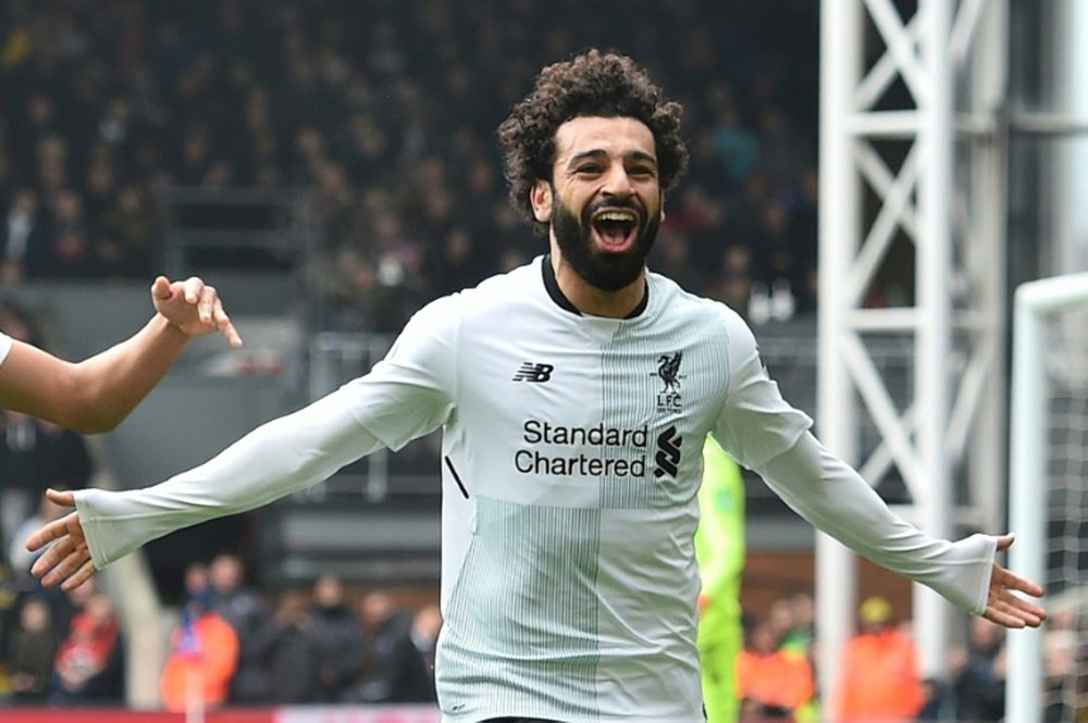 Salah volvió a marcar y quiere la Bota de Oro. AFP