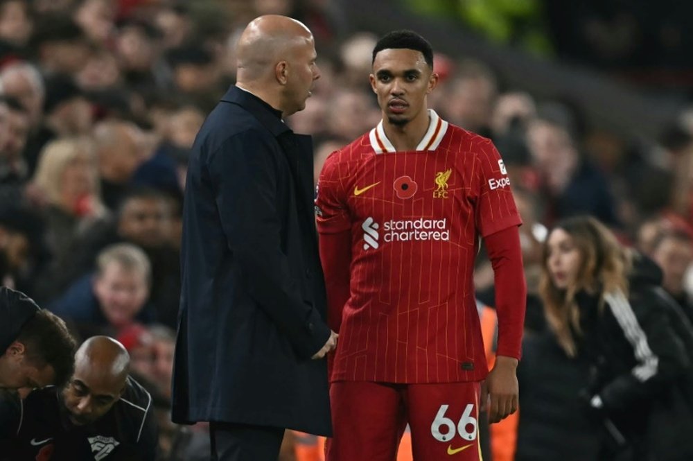 Alecander-Arnold doubled Liverpool's lead against Accrington with a long-range effort. AFP