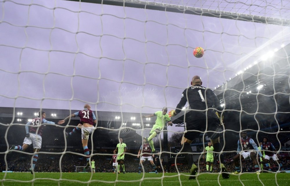 Manchester Citys Fernando hit the crossbar in the goalless draw against Aston Villa on November 8, 2015
