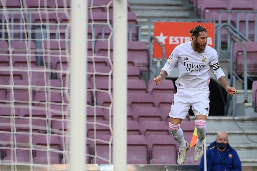 Ramos made two bits of history v Huesca. AFP