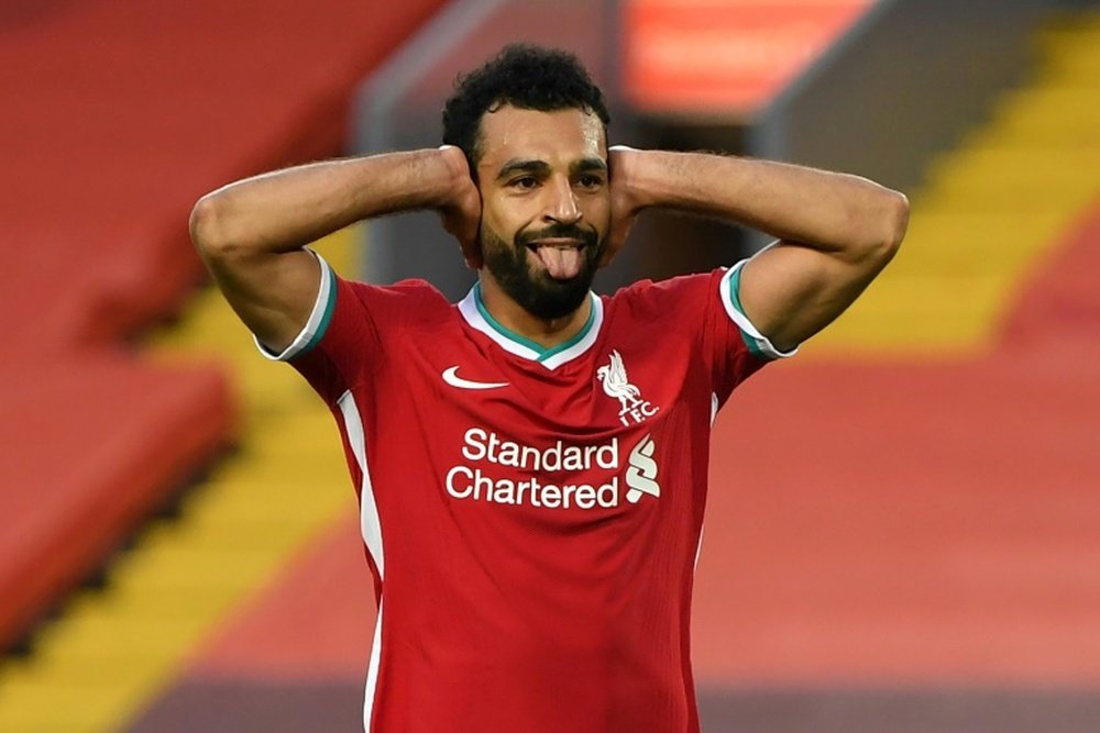 Mohamed Salah marcou três gols na vitória do Liverpool sobre o Leeds. AFP