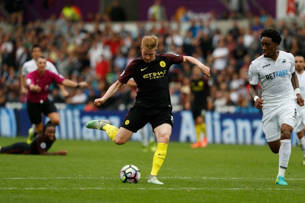 De Bruyne may be back for Man City's Champions League tie with Barcelona. AFP