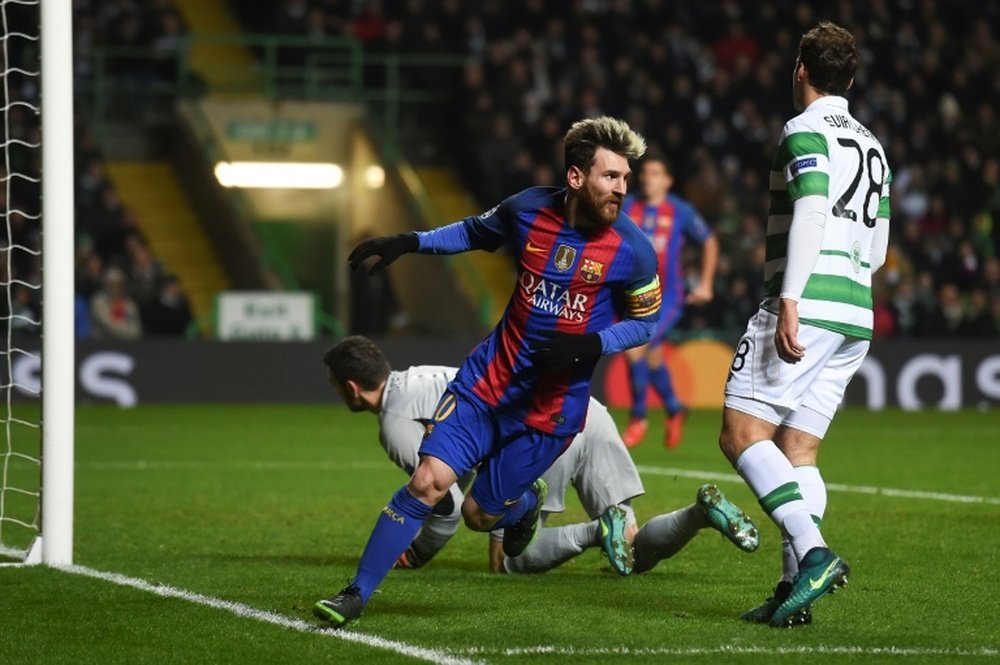 Messi no marca desde el choque ante el Celtic de la pasada fase de grupos de la Champions. AFP