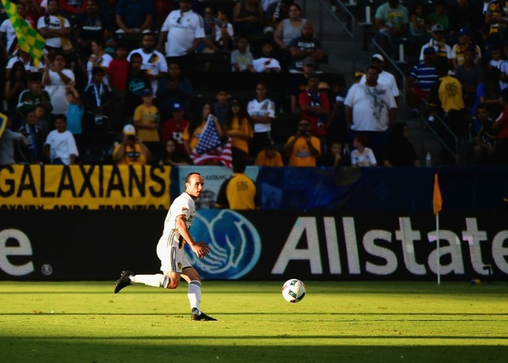 Landon Donovan #26 of the Los Angeles Galaxy chases a ball during his return from retirement against the Orlando City FC at StubHub Center on September 11, 2016 in Carson, California