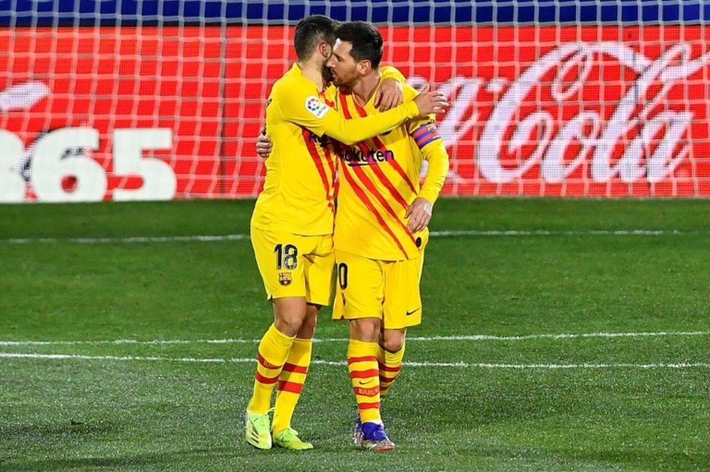 Jordi Alba raconte sa connexion avec Messi sur le terrain. AFP