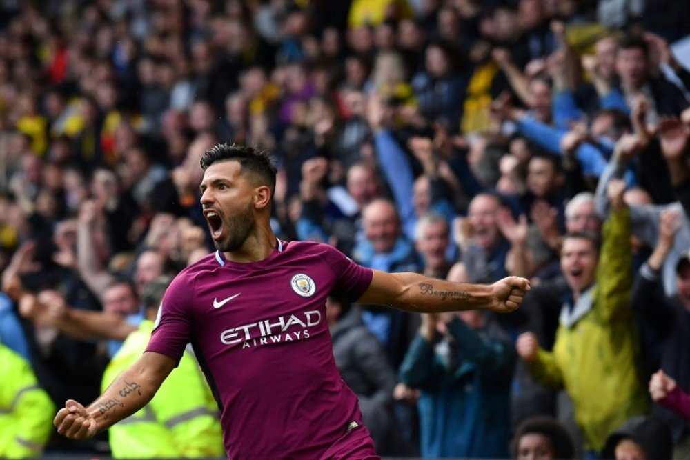 Sergio Aguero was in superb form for Manchester City. AFP