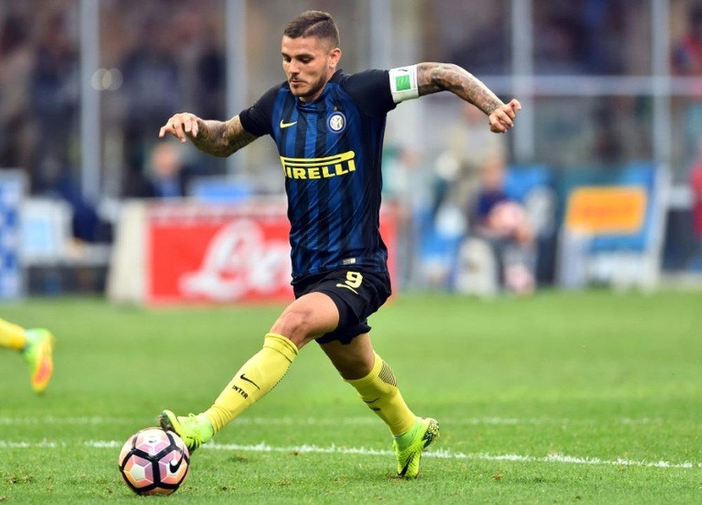 Inter Milan forward Mauro Icardi controls the ball. AFP