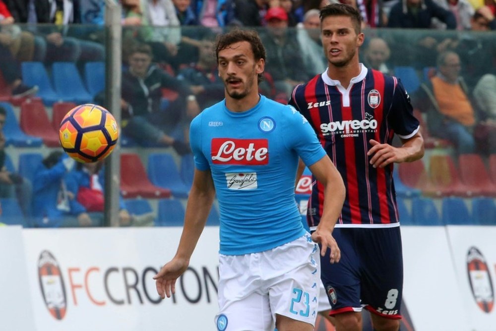 Napoli forward Manolo Gabbiadini eyes the ball against Crotone. AFP