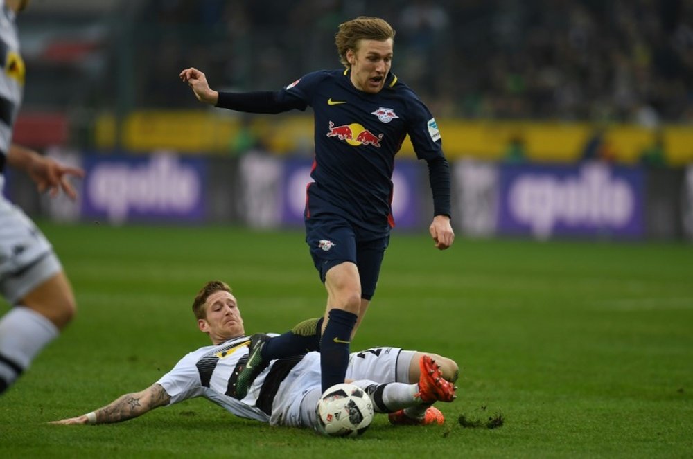 Leipzig's Emil Forsberg is thinking about playing at AC Milan. AFP