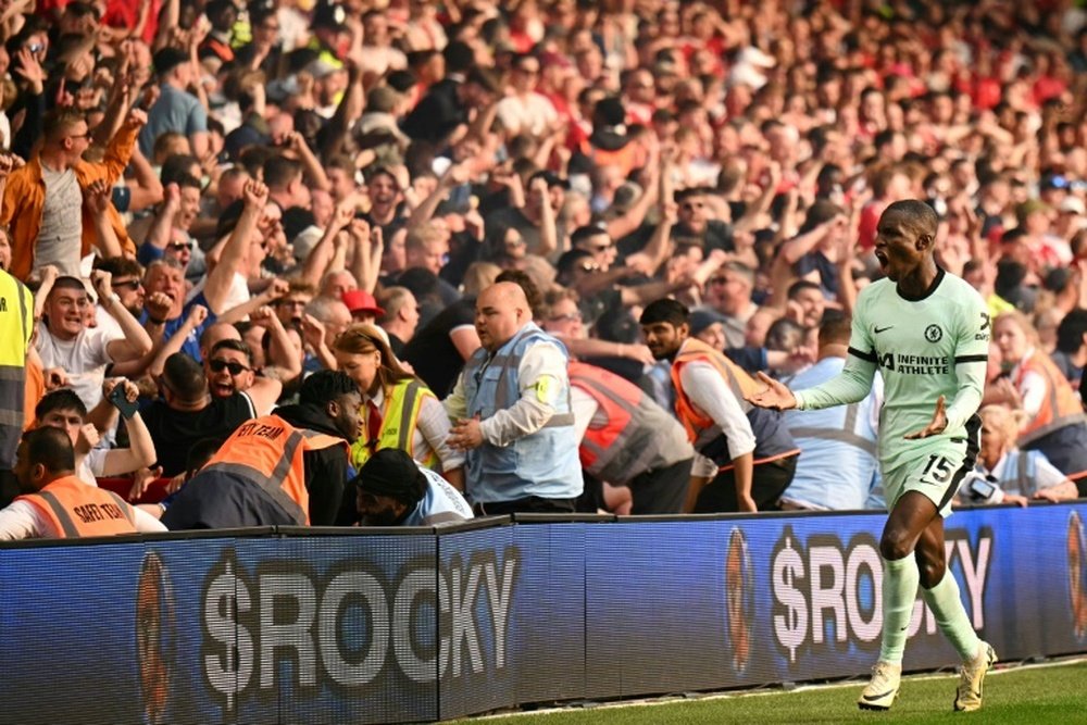 Nicolas Jackson (R) scored Chelsea's winner in a 3-2 victory at Nottingham Forest. AFP