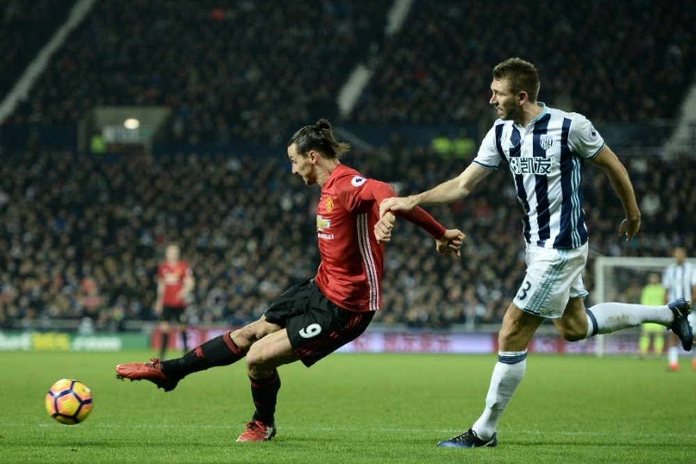 Ibrahimovic netted twice against the Baggies. AFP