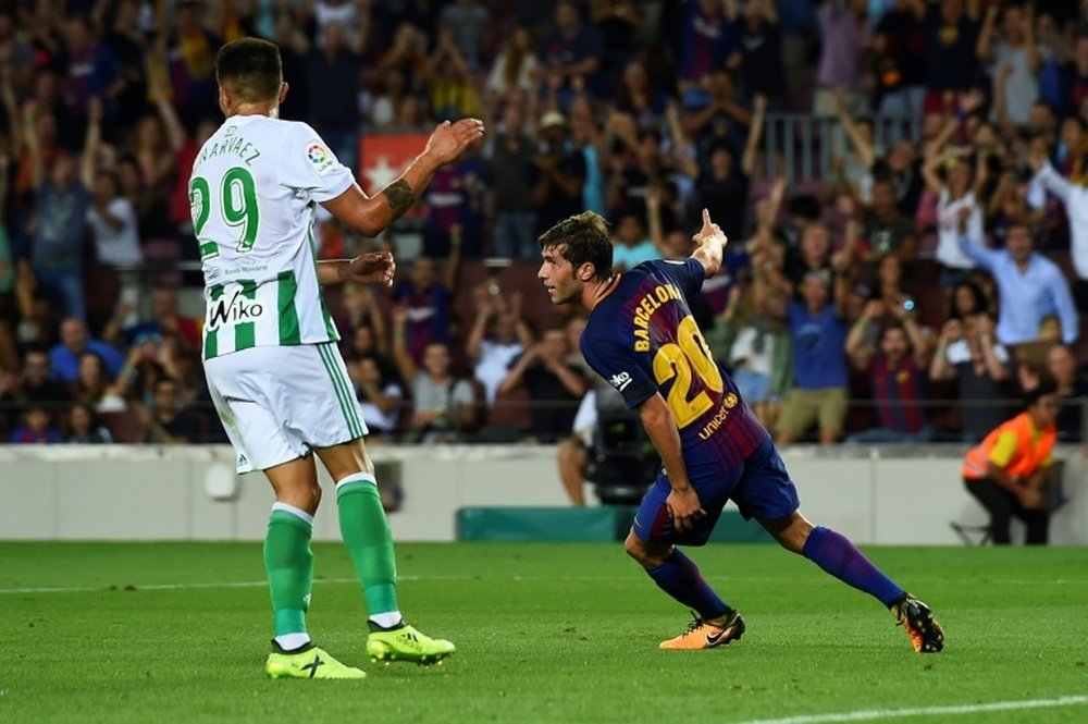 Sergi Roberto scored Barcelona's second against Real Betis on Sunday. AFP