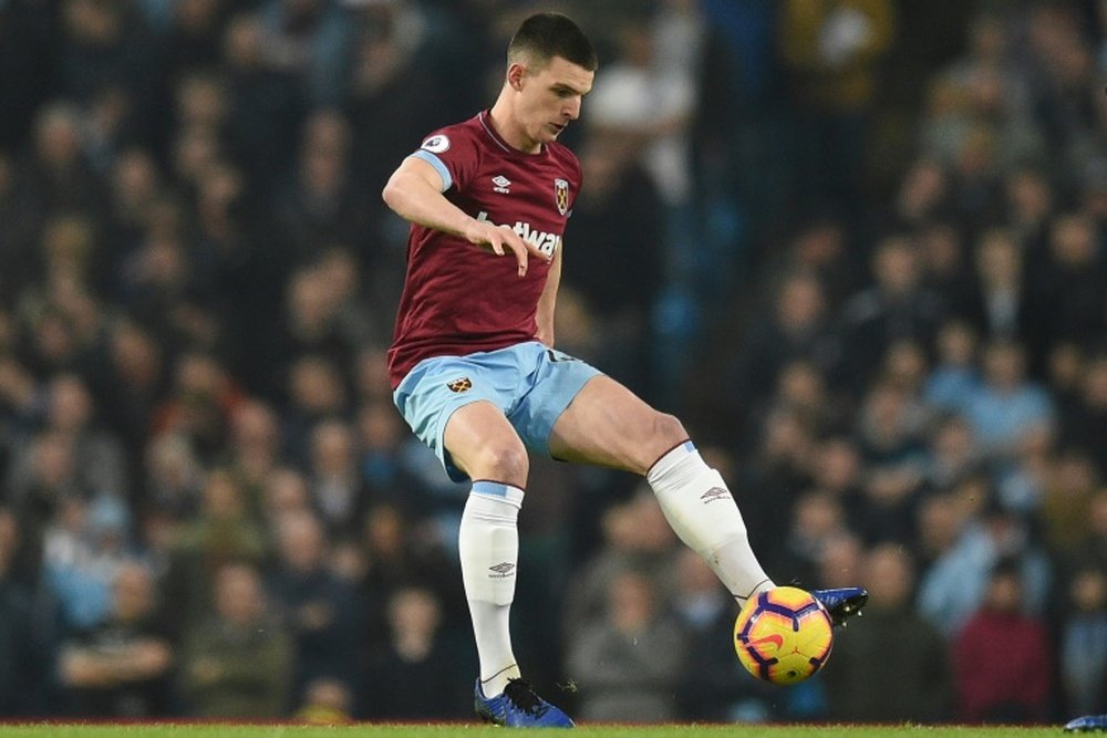 Declan Rice will not be allowed to leave West Ham this summer. AFP