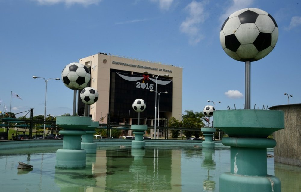 The Conmebol headquarters in Luque, Paraguay is seen on December 11, 2015 during a meeting of its executive committee with acting President of the Conmebol Uruguayan Wilmar Valdez