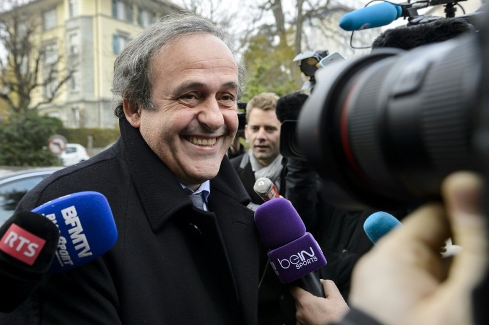 Le président de l'UEFA Michel Platini arrive au TAS. AFP