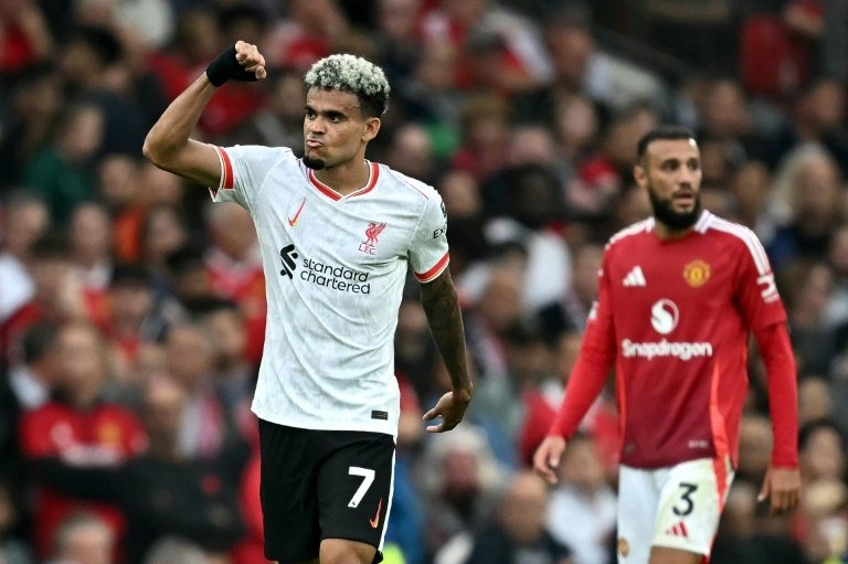 Luis Diaz scored a brace at Old Trafford. AFP