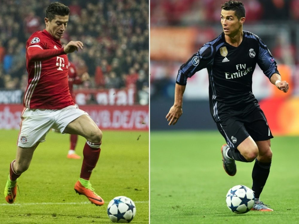 Lewandowksi and Ronaldo are two of football's greatest marksmen. AFP