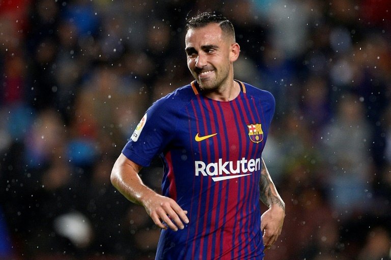Paco Alcácer marcó el primero del Barcelona ante el Murcia. AFP/Archivo