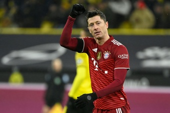 Robert Lewandowski scored twice for Bayern in a 3-2 win at Borussia Dortmund. AFP