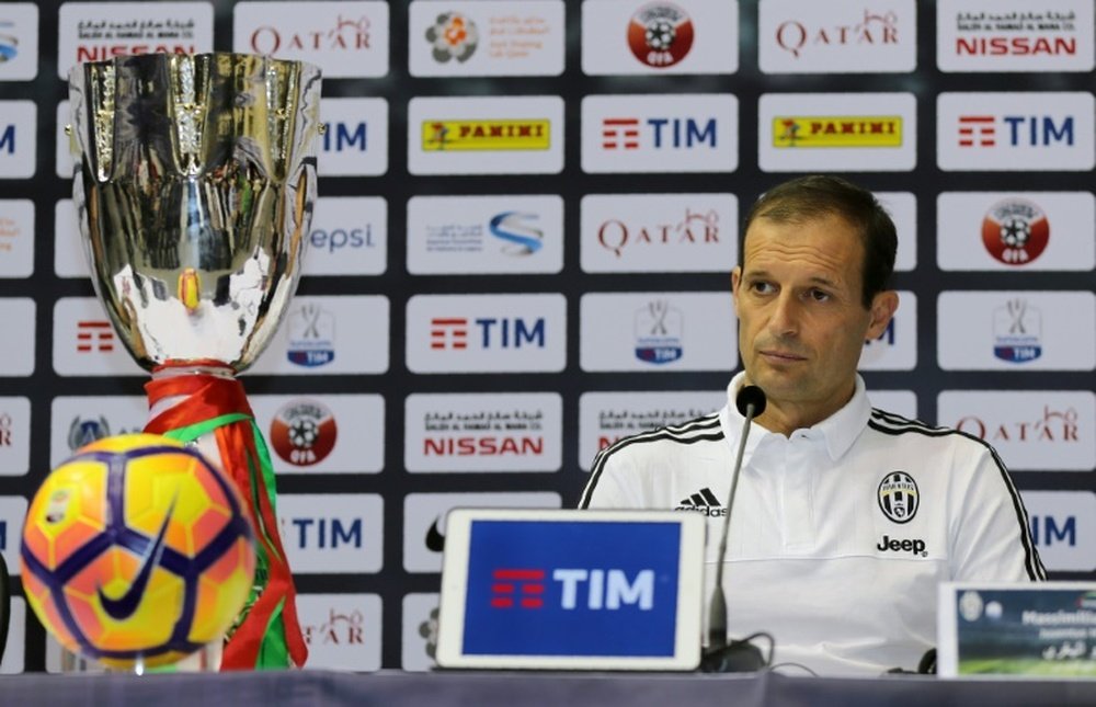 Juventus head coach Massimiliano Allegri attends a press conference in the Qatari capital Doha. AFP