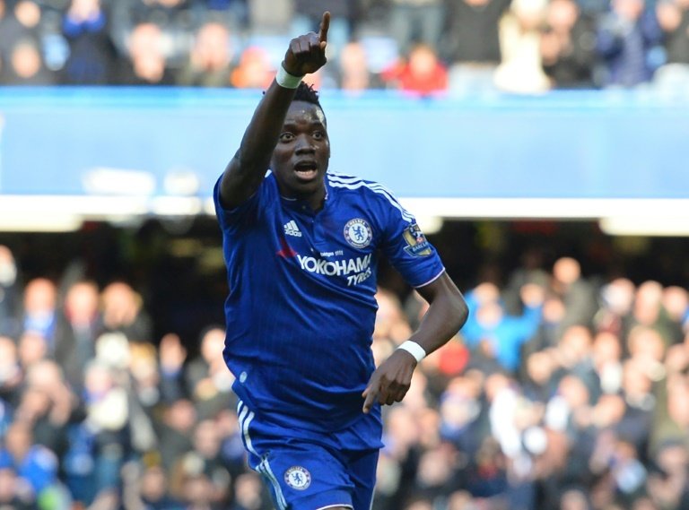 Chelseas midfielder Bertrand Traore celebrates after scoring the opening goal of the English Premier League football match between Chelsea and Stoke City at Stamford Bridge in London on March 5, 2016