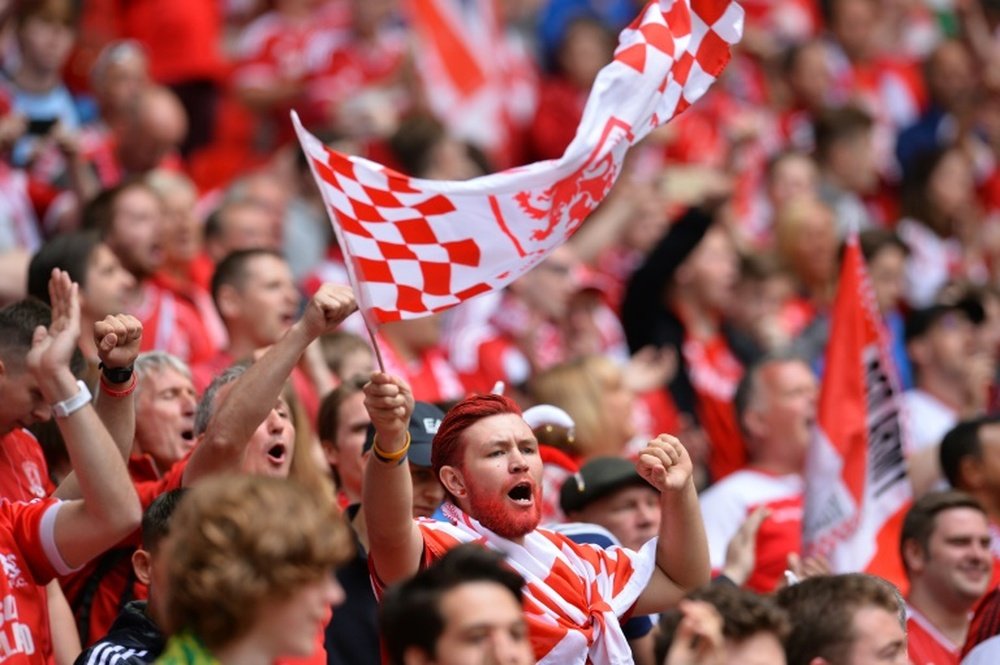Middlesbrough fans at Wembley Stadium in London on May 25, 2015